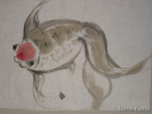 07 - Goldfisch Tusche auf Reispapier, 18 x 14 cm